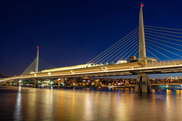 Istanbul Halic Bahn Brücke Bei Nacht — Stockfoto