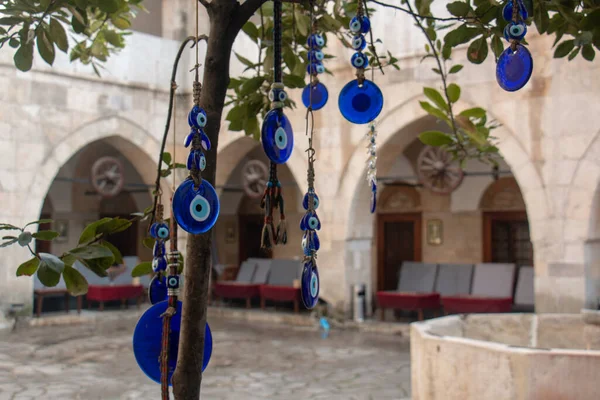 Perlas Del Mal Ojo Colgando Del Árbol Tradición Turca — Foto de Stock