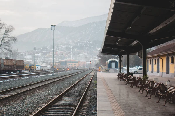 Januari 2020 Karabuk Turkiet Järnvägsstation Och Tåg — Stockfoto