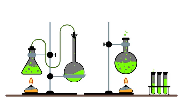 Laboratório Químico Vetor Laboratório Frasco Vidro Tubo Líquido Biotecnologia Análise — Vetor de Stock