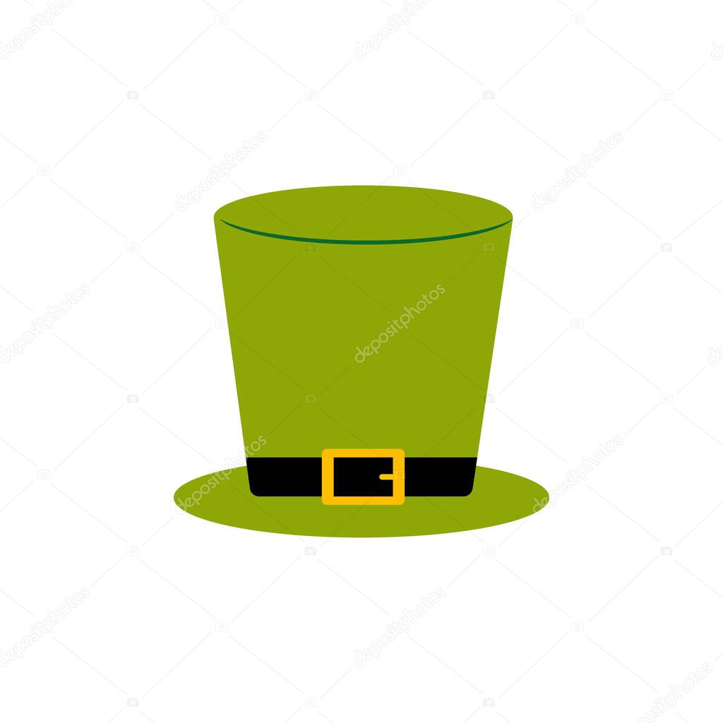St. Patrick's Day hat isolated on white for easy extraction. Ireland luck march celebration leprechaun traditional holiday. Patrick green irish hat party lucky decoration.