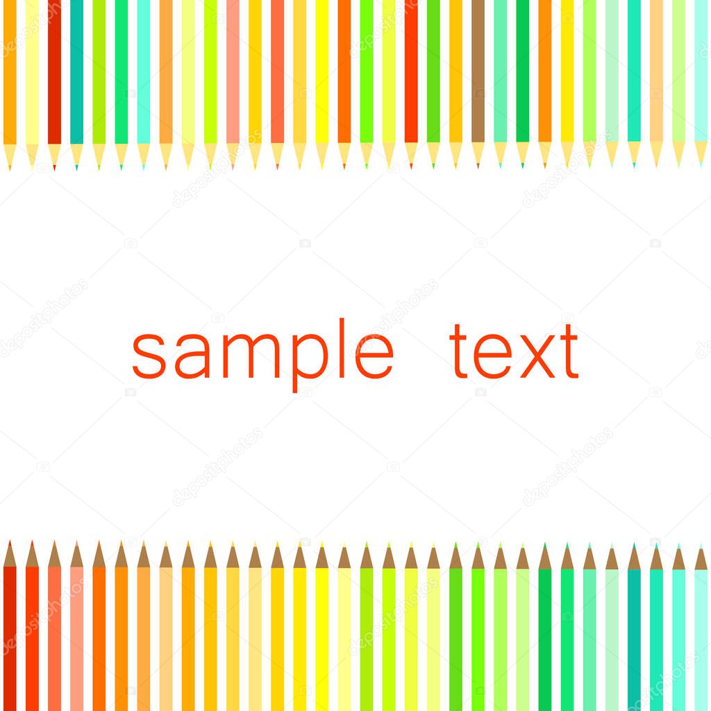 Vector frame of colored pencils color symbol vector. Color school education drawing pencil background. Wood group crayon red rainbow pencil background draw school supplies office tool.