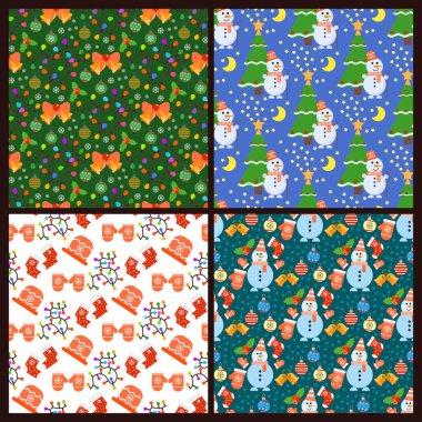 Kusursuz Noel şablonu ve yeni yıl tatiliniz kutlu olsun arka plan dekoratif kağıt vektör çizimi. Şenlikli tekstil ksenleri soyut paketleme selamlama süsü.