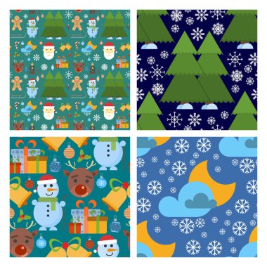 Kusursuz Noel şablonu ve Mutlu Yeni Yıllar kış tatili arka plan dekoratif kağıt çizimi.