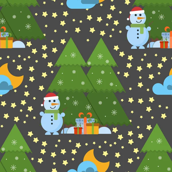 Jul sömlös mönster och Gott Nytt År vinter semester bakgrund dekorativa papper vektor illustration. — Stock vektor