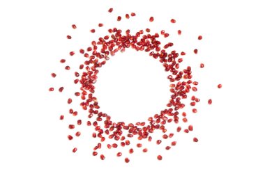 Nar tohumları arka plan, beyaz arkaplan, düz alan, telif alanı