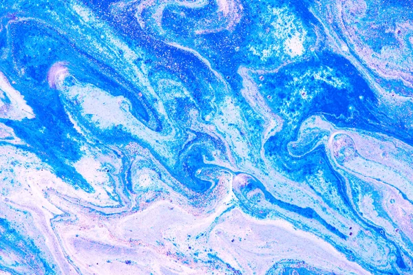Fluid art festészet absztrakt textúra, kék és fehér színű mix — Stock Fotó