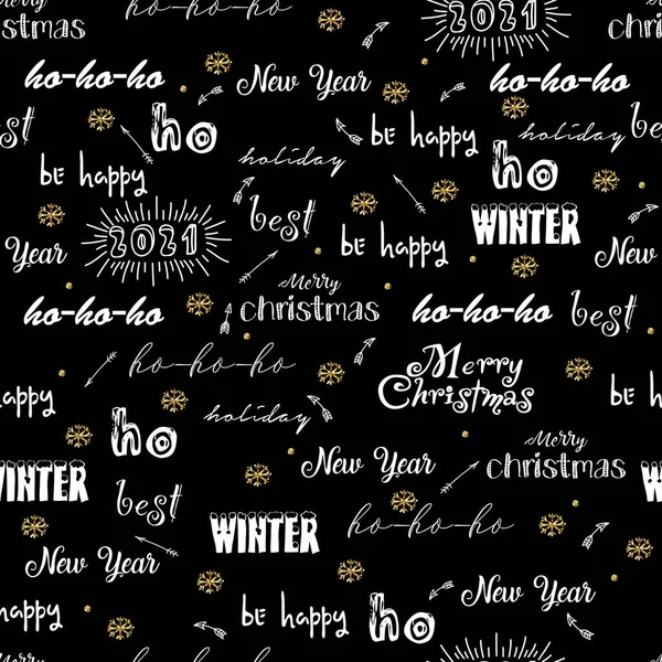 Nahtloses Muster Mit Frohem Weihnachtshintergrund Kalligrafischer Text Urlaubswünsche Vektor Neujahrsmuster — Stockvektor