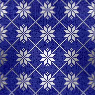 Noel örgü desenli, İskandinav motifli, mavi ve beyaz. Kış kumaşı için ideal.