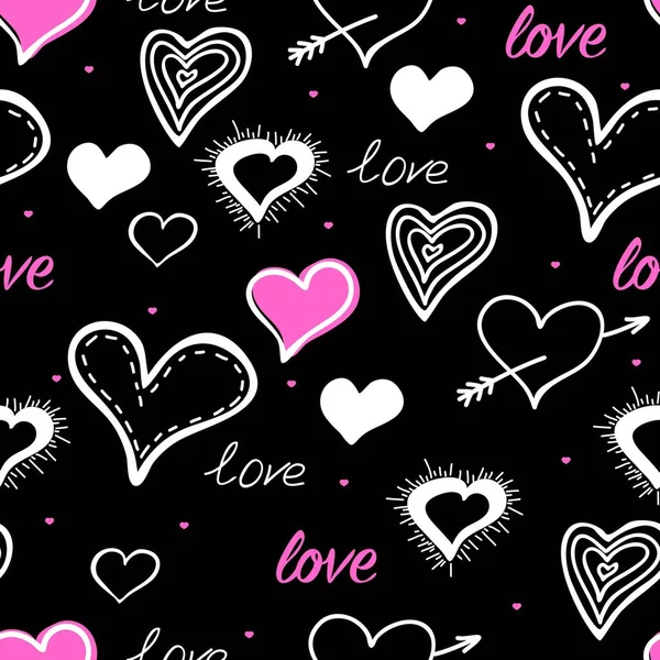Pink White Heart Seamless Romantik Text Funny Print Fabrik Wrapping — Stock Vector