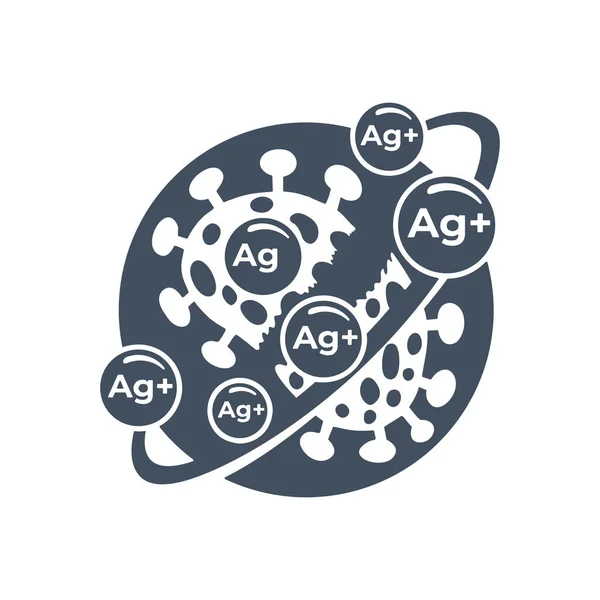 Срібні Іони Діють Значок Антибактеріальні Властивості Молекул Аргентум Знищує Бактеріальну — стоковий вектор