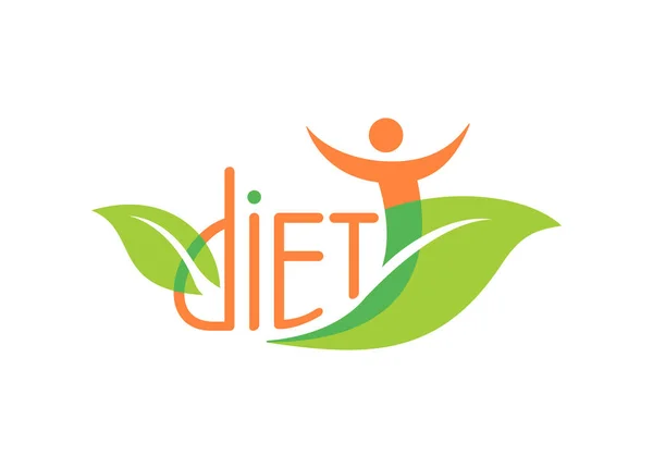 Plantilla de logotipo de dieta - emblema de estilo de vida saludable — Archivo Imágenes Vectoriales