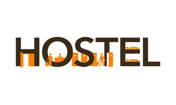 Logo Hostel untuk spanduk papan nama penerimaan - Stok Vektor