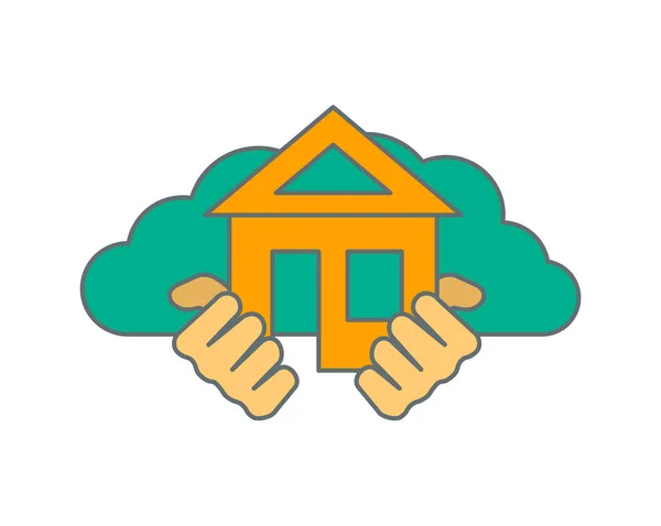Σπίτι στα χέρια - λογότυπο για την ασφάλιση ακινήτων — Διανυσματικό Αρχείο