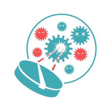 Antibiyotik piktogram - tablet atan mikroplar