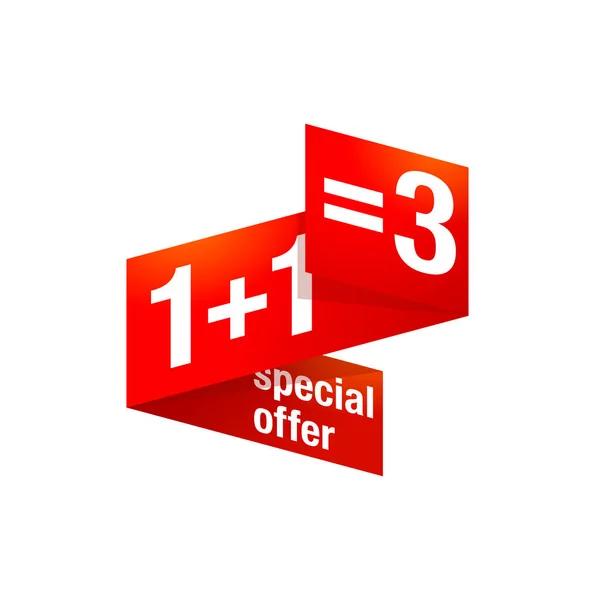 1 plus 1 est 3 éléments de bannière d'offre spéciale — Image vectorielle