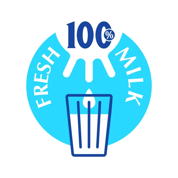 100 emblema de leite fresco —  Vetores de Stock