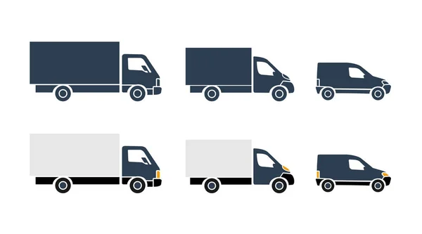 Cargo trucks different silhouettes — Stock Vector