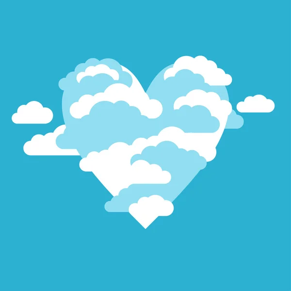 Herzförmige Wolken am blauen Himmel — Stockvektor