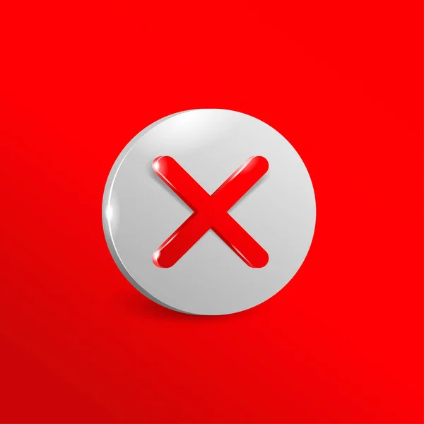 Ακύρωση κουμπί ή υπογραφή απαγόρευσης σε 3D στυλ — Διανυσματικό Αρχείο