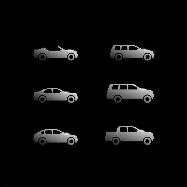 Coches vectoriales sobre fondo negro — Vector de stock