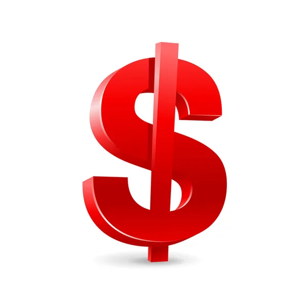 Dollar tecken 3D - isolerade pengar symbol — Stock vektor