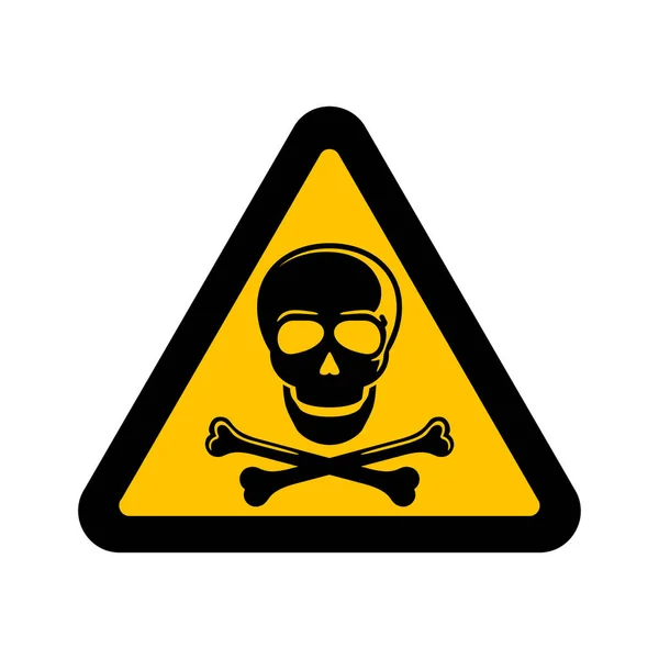 Signe de danger - crâne humain en triangle jaune — Image vectorielle