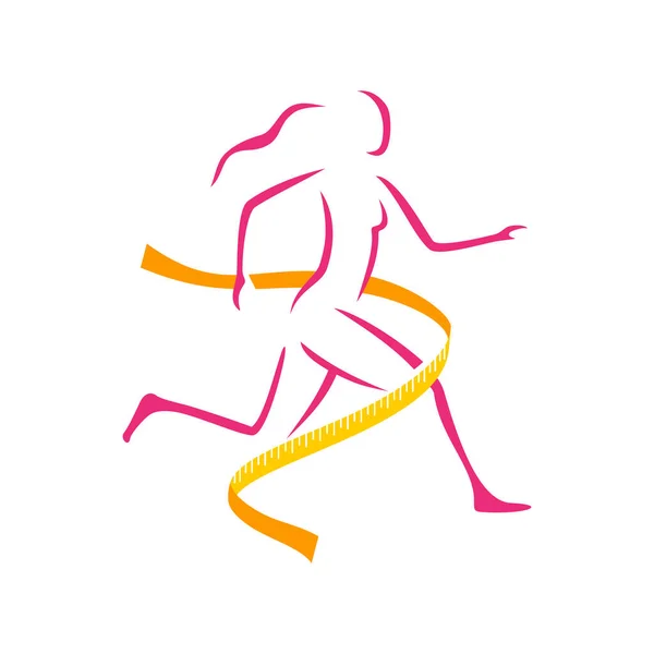 Fitness und Gewichtsverlust - Frauensilhouette beim Laufen — Stockvektor