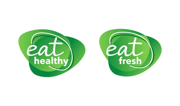 Eat Healthy stamp and Eat Fresh sticker — Stock Vector