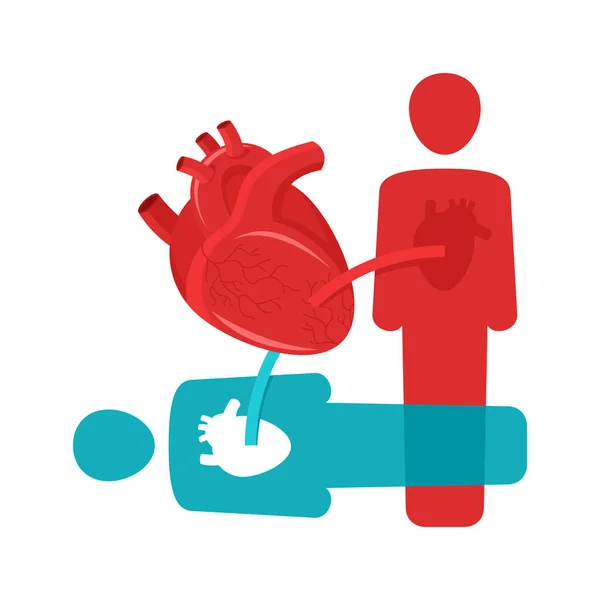 Icono conceptual de trasplante de corazón — Vector de stock