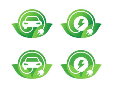Elektrikli araba yeşil enerji logosu kavramı