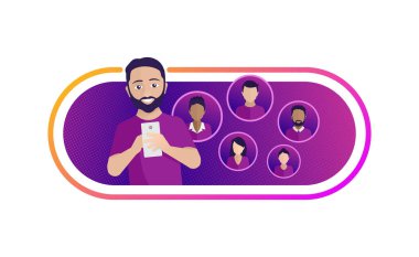 Tanıtım pankartı - arkadaşları olan adam