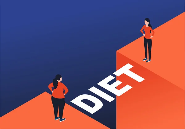 Pérdida de peso dieta antes y después del concepto — Vector de stock