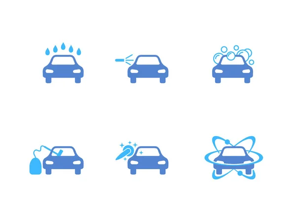 Araba yıkama servisi simgesi seti — Stok Vektör