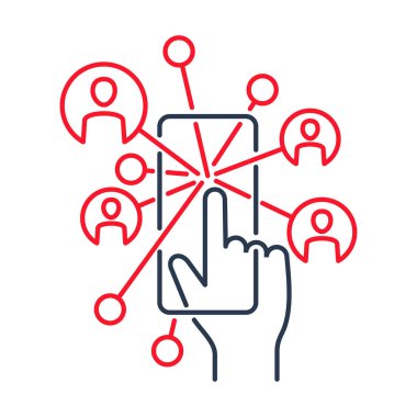 Ağ logosu - arkadaş simgesi ile internet paylaşımı