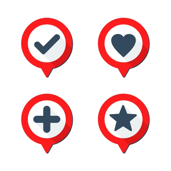 Tick, heart, plus, star icons set — Stockvektor