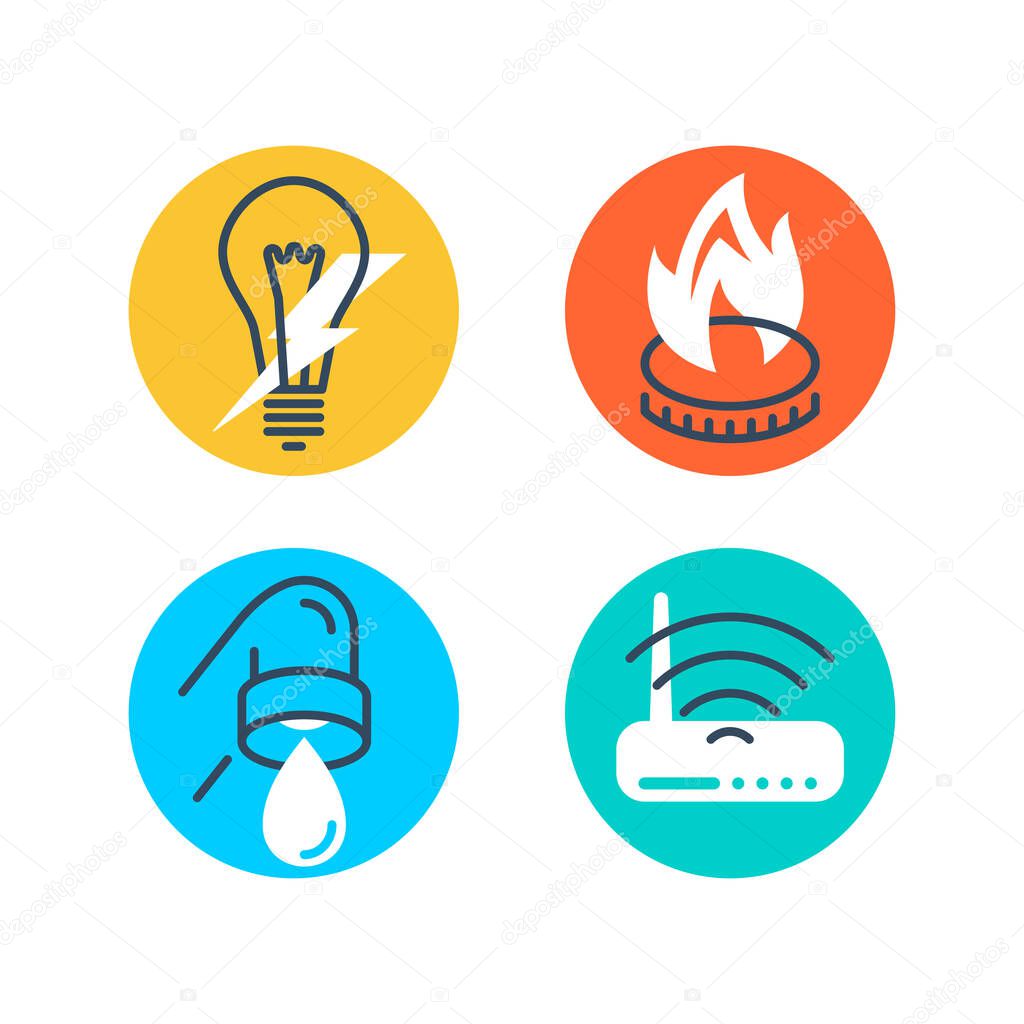 Technical building system icons set