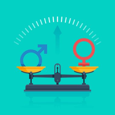 weighing scales with male and female  clipart