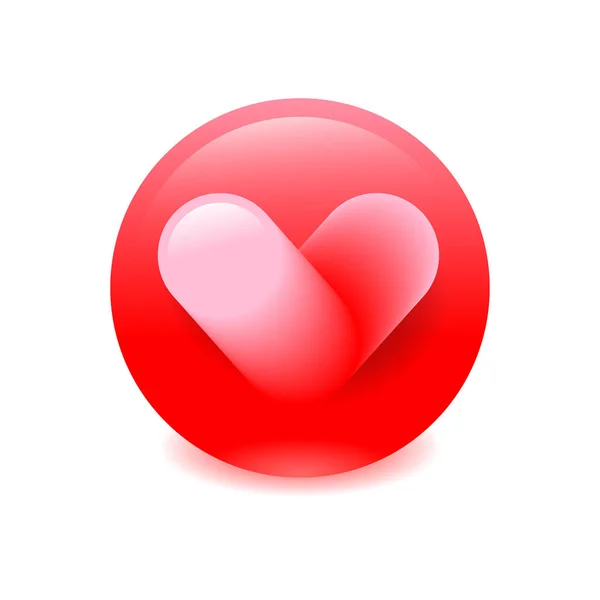 Icono del corazón - elemento brillante romántico rojo — Archivo Imágenes Vectoriales
