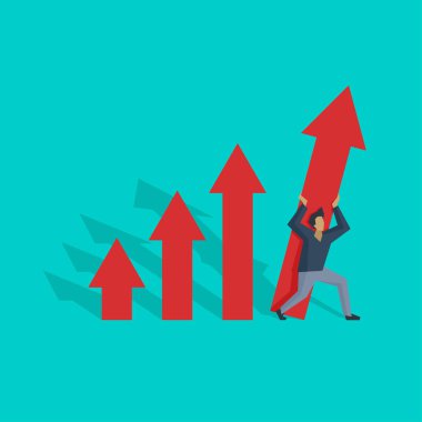 Adam grafik okunu yukarıda tutuyor