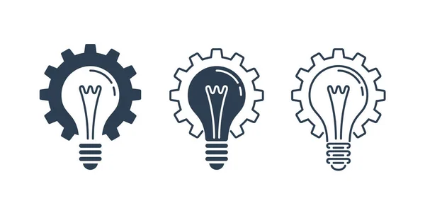 Ikona innowacji lub pomysłu - lampa i przekładnia — Wektor stockowy