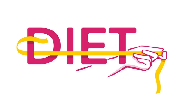 Slogan de motivação da dieta com fita métrica —  Vetores de Stock