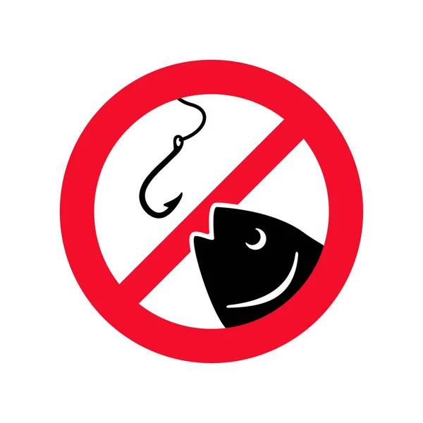 No Fishing area sign - prohibition emblem — Stock Vector