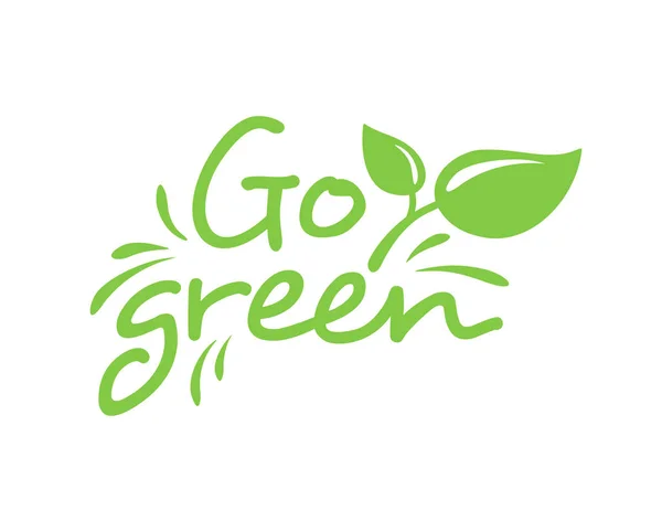 Go Green Motivationszeichen - umweltfreundliche Briefmarke — Stockvektor