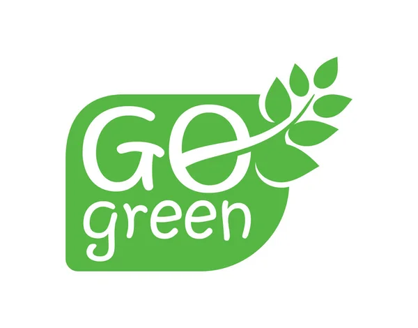 Go Green emblema - timbro ecologico — Vettoriale Stock