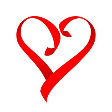 Kırmızı romantik kalp şeklinde kurdele.