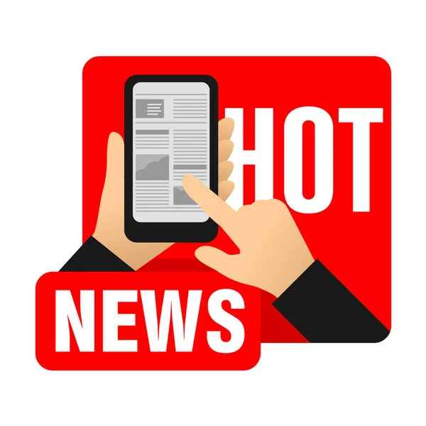 Hot σε απευθείας σύνδεση ειδήσεις στο smartphone — Διανυσματικό Αρχείο