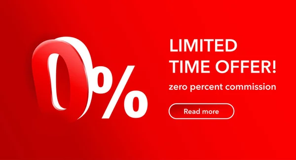 0 procent ograniczony czas oferta specjalna baner — Wektor stockowy