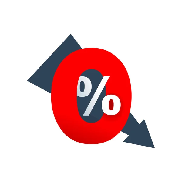 Zero por cento de crachá isolado —  Vetores de Stock