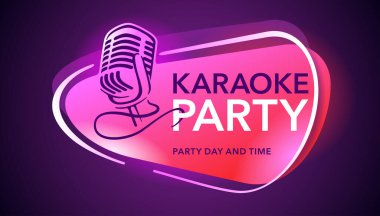 Parlak neon süslemeli Karaoke Partisi broşürü